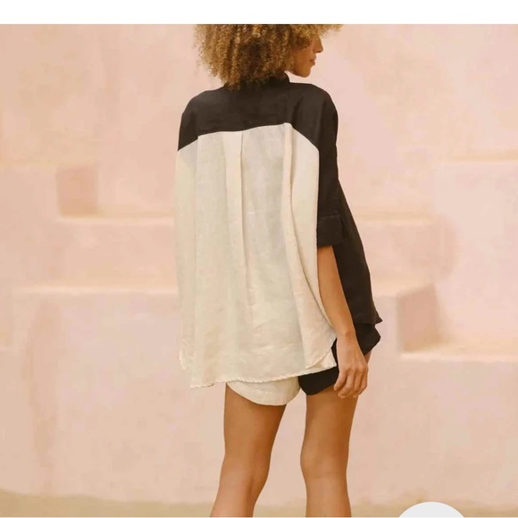 Myrah Penaloza Yin Yang 100% Linen Suka Button Down Top Size XL Like New. - Picture 2 of 12